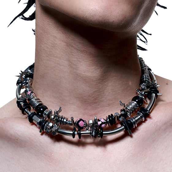 Dark Deconstructed Agate Clavicle Necklace