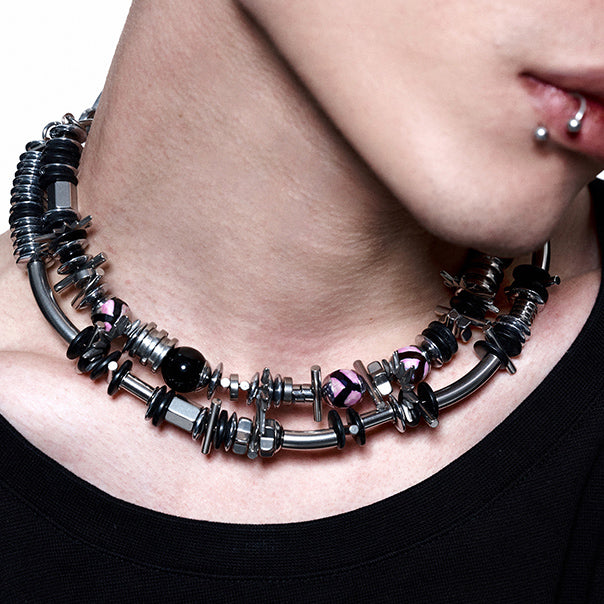 Dark Deconstructed Agate Clavicle Necklace