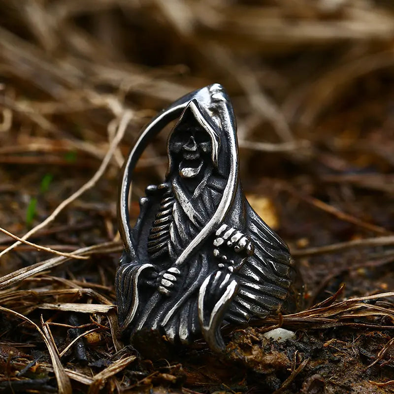Death Scythe Skull Stainless Steel Ring VRAFI