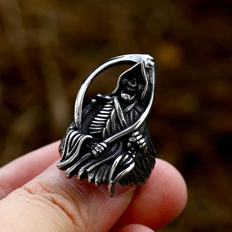 Death Scythe Skull Stainless Steel Ring VRAFI