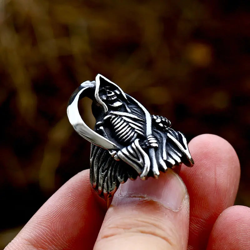 Death Scythe Skull Stainless Steel Ring VRAFI