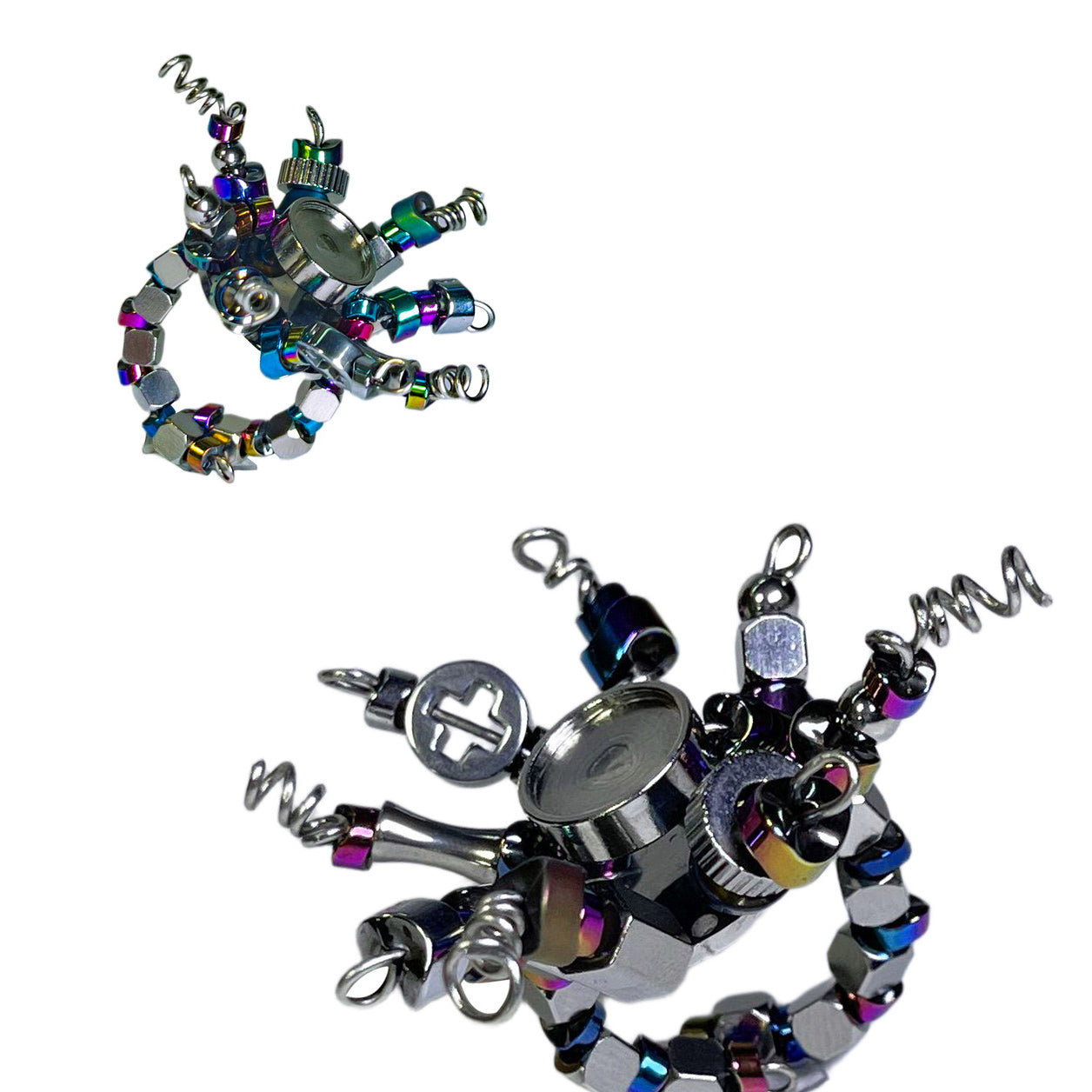 Disco Natural Hematite Spring Open Ring