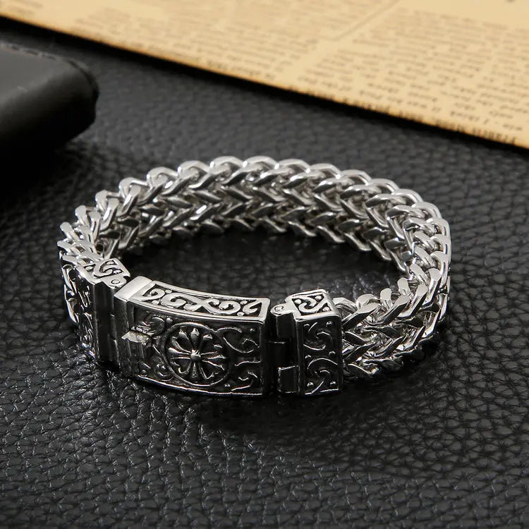 Double Layer Wheat Link Stainless Steel Bracelet VRAFI