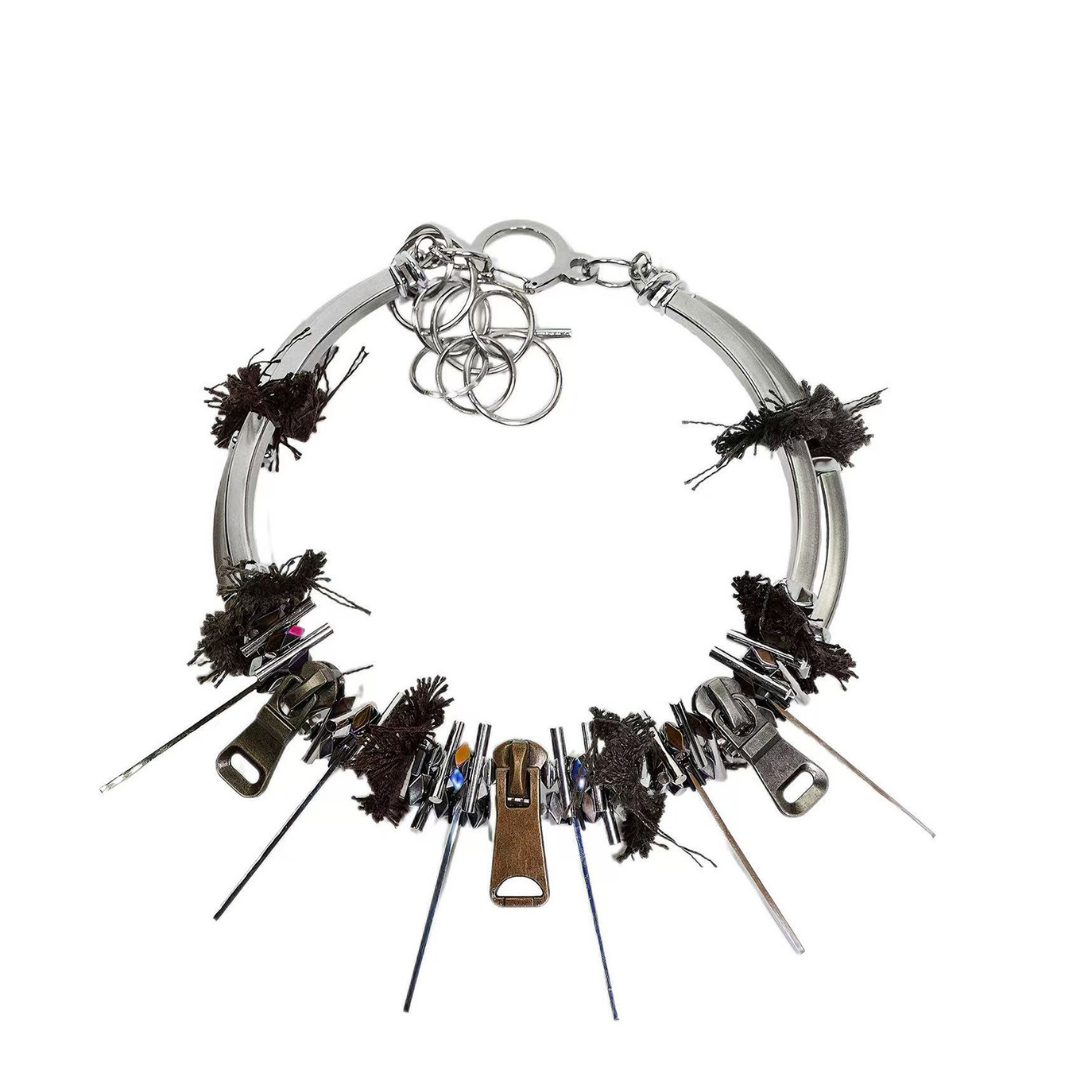 Double-Layer Mechanical Zipper Necklace