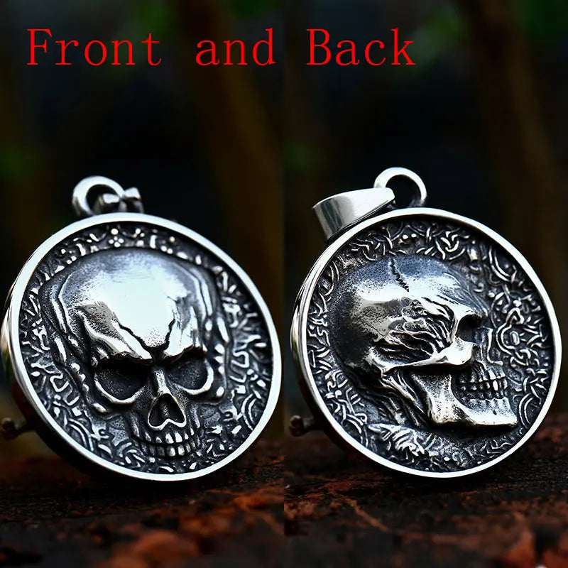 Double-Sided 3D Skull Stainless Steel Pendant VRAFI