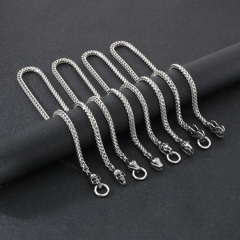 Alabaster-Edelstahl-Perlenarmband