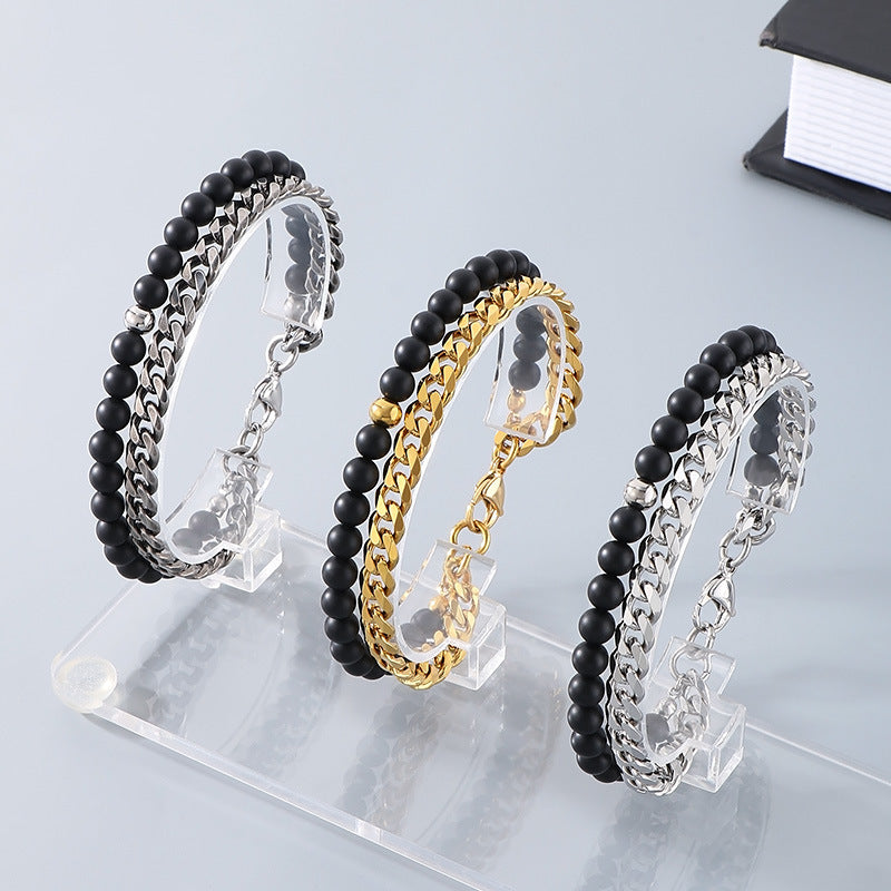 Bracelet Perlé Acier Inoxydable Albâtre