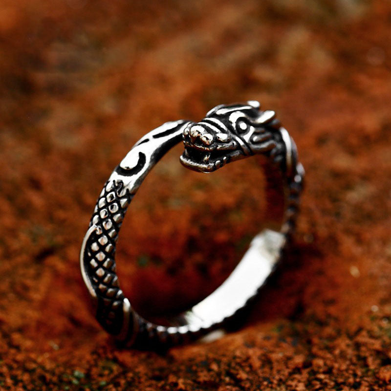 Dragon Stainless Steel Ring-Vrafi Jewelry - Main Image