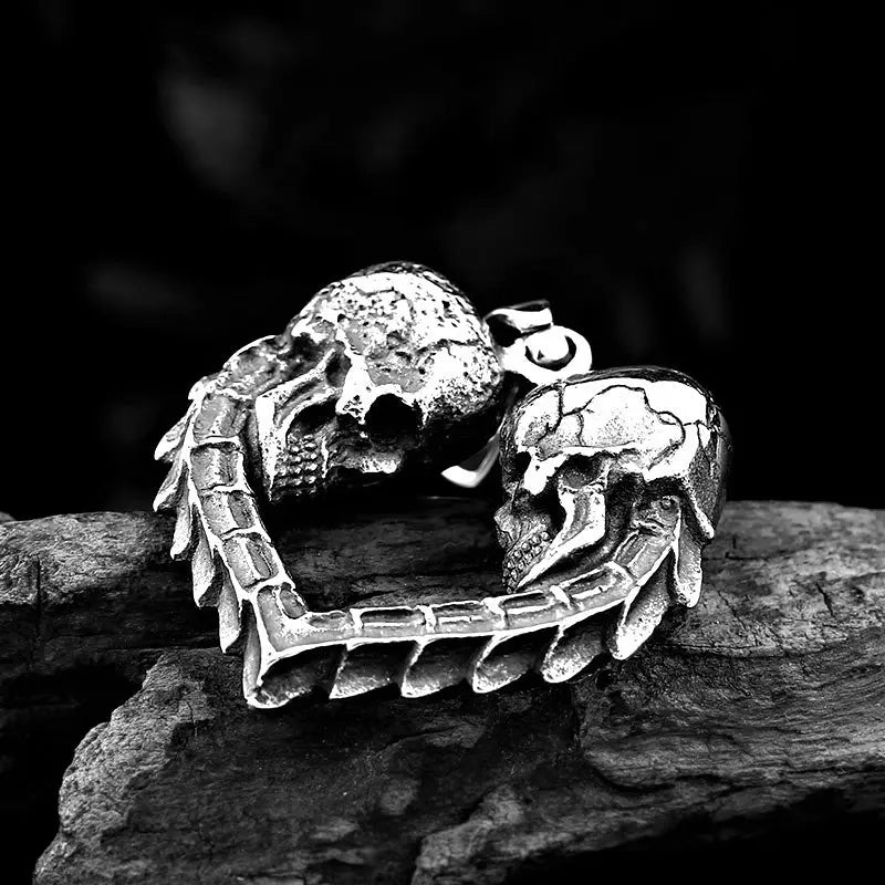 Dual Skulls Heart Shaped Pendant VRAFI