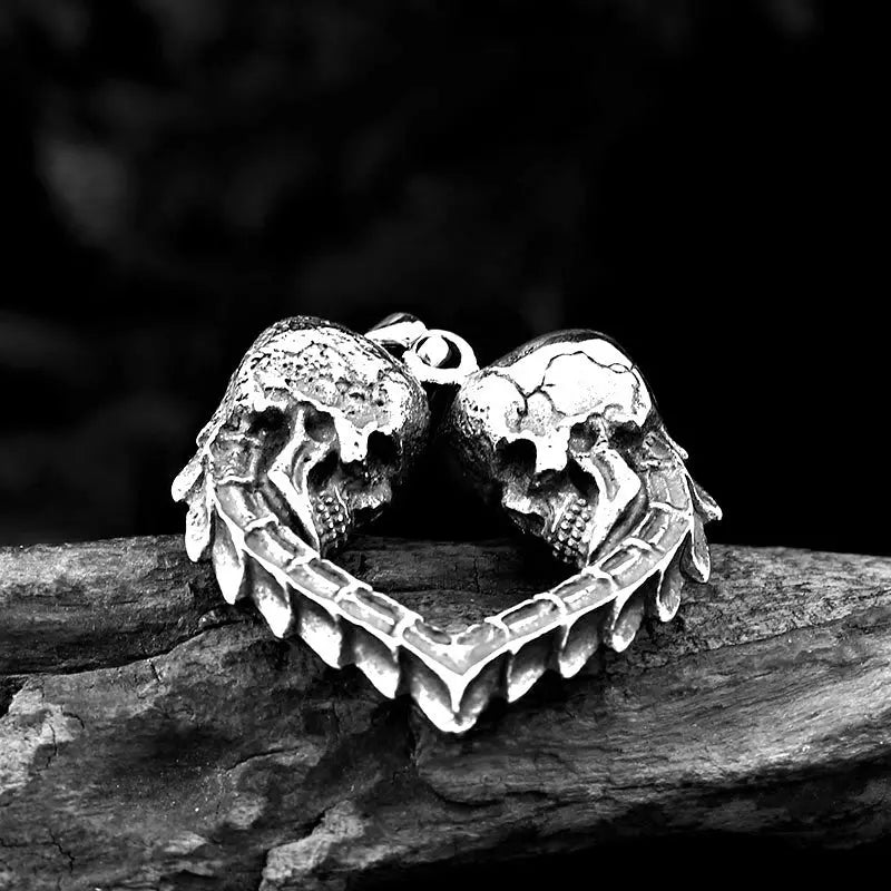 Dual Skulls Heart Shaped Pendant VRAFI