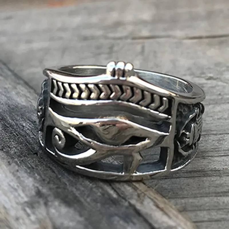 Egyptian Eye of Ra Stainless Steel Ring - Vrafi Jewelry
