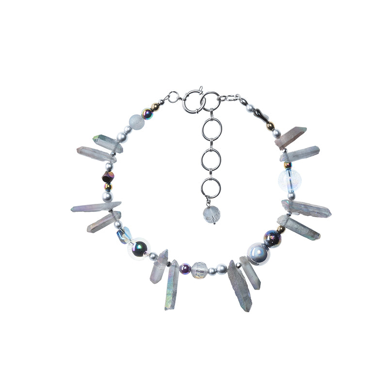 Electroplated Crystal Column Beaded Necklace