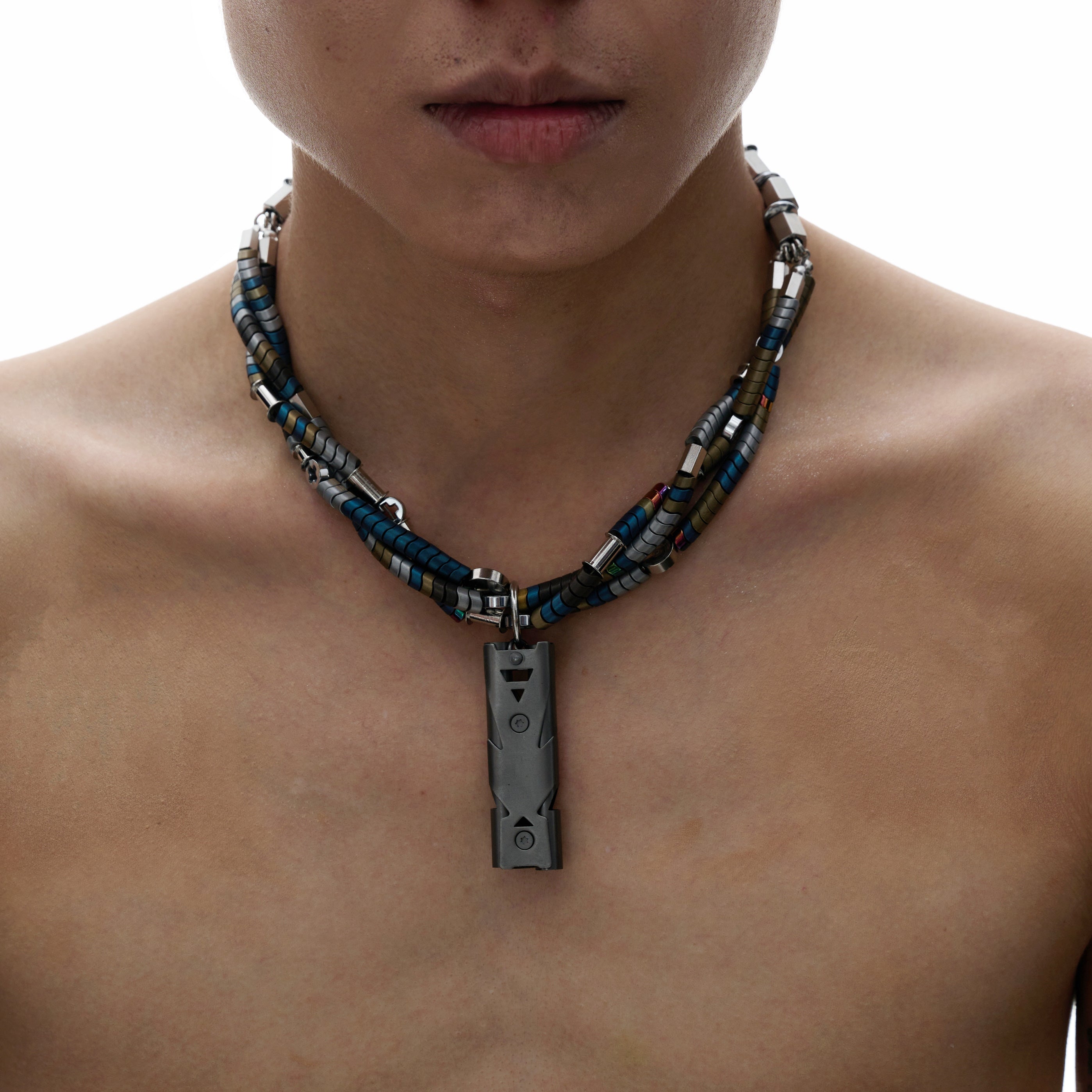 Natural Hematite Beaded Pendant Necklace