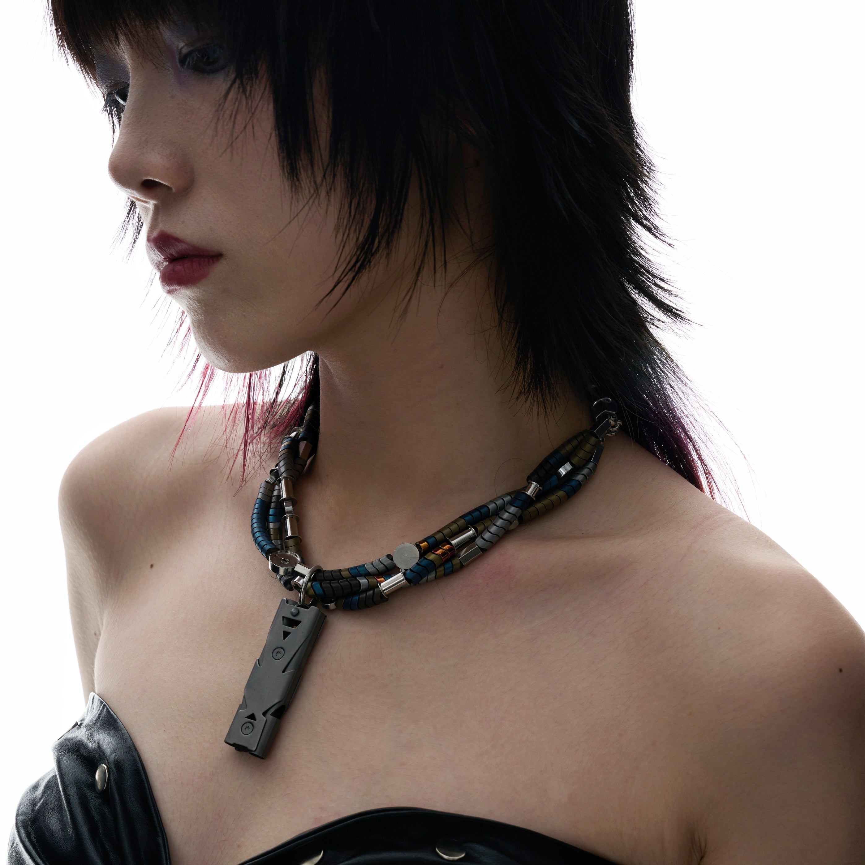 Natural Hematite Beaded Pendant Necklace