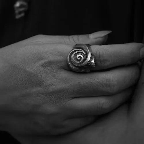 Eye Of The Spiral Skull Sterling Silver Ring - Vrafi Jewelry