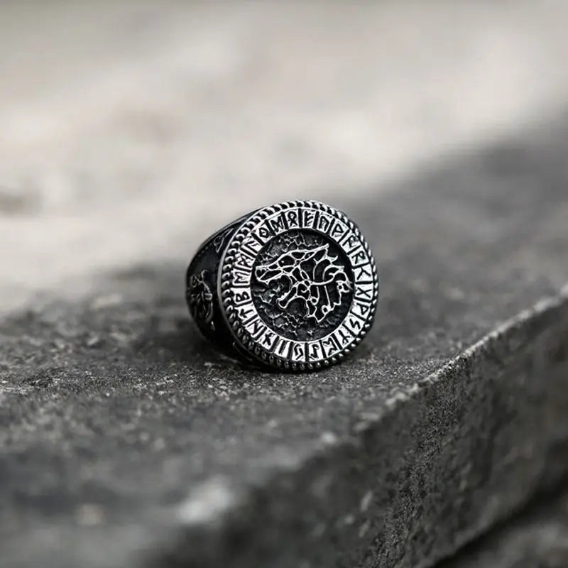 Fenrir Wolf Amulet Signet Viking Ring VRAFI