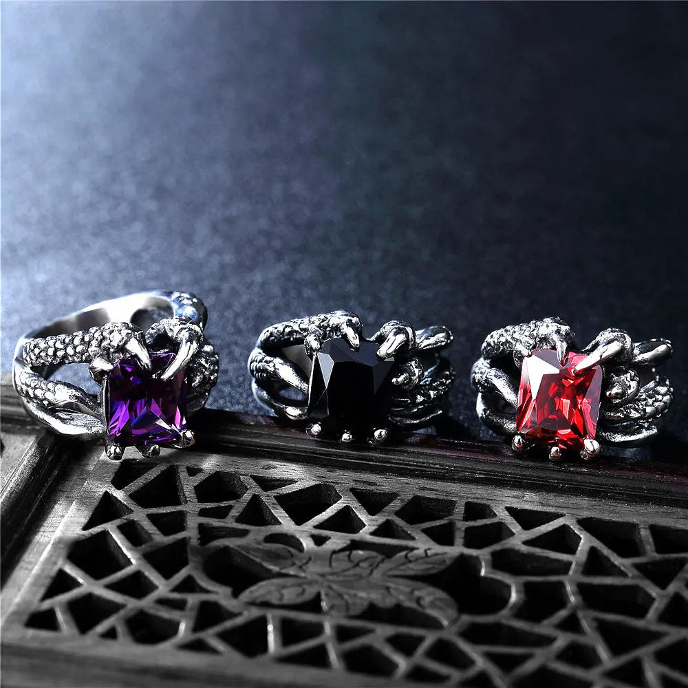 Gemstone Dragon Claw Stainless Steel Ring VRAFI