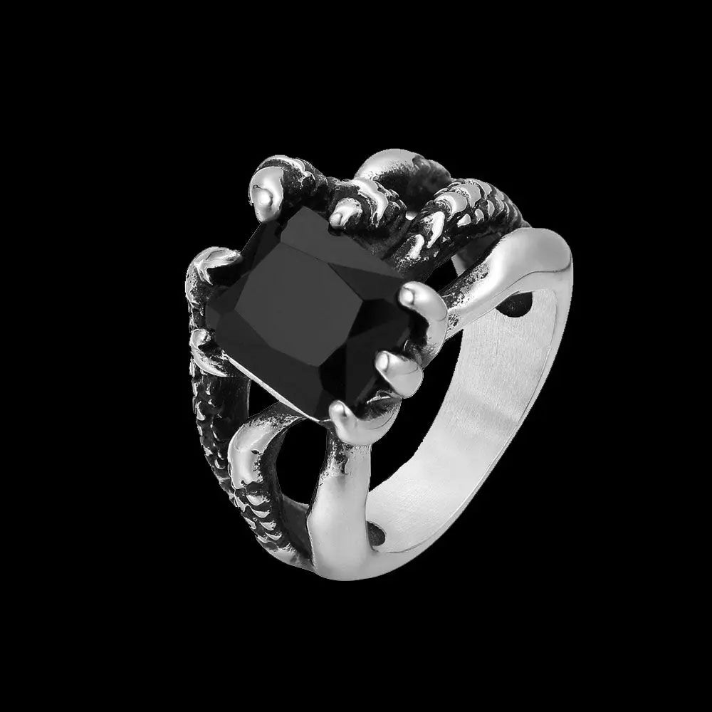 Gemstone Dragon Claw Stainless Steel Ring VRAFI