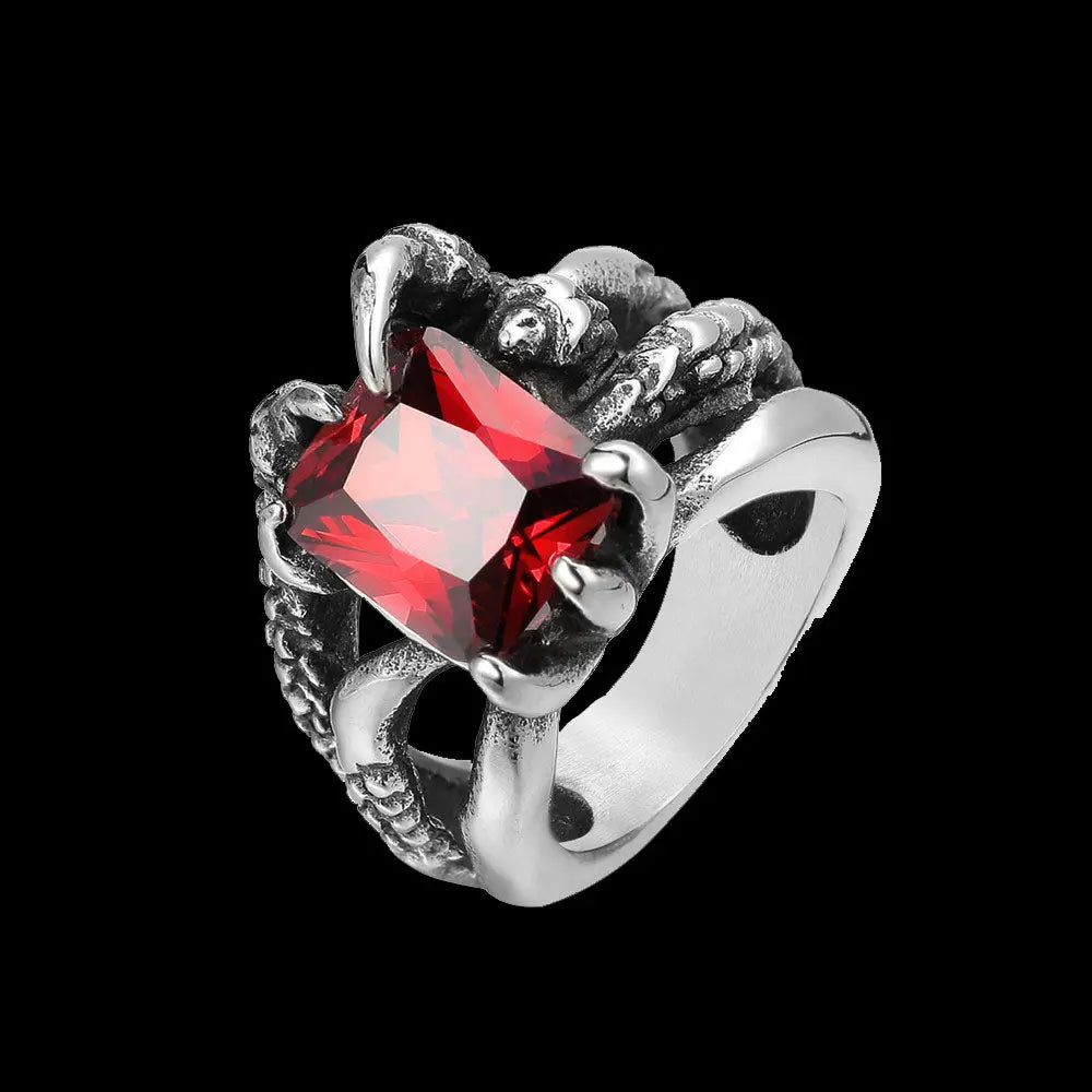 Gemstone Dragon Claw Stainless Steel Ring VRAFI