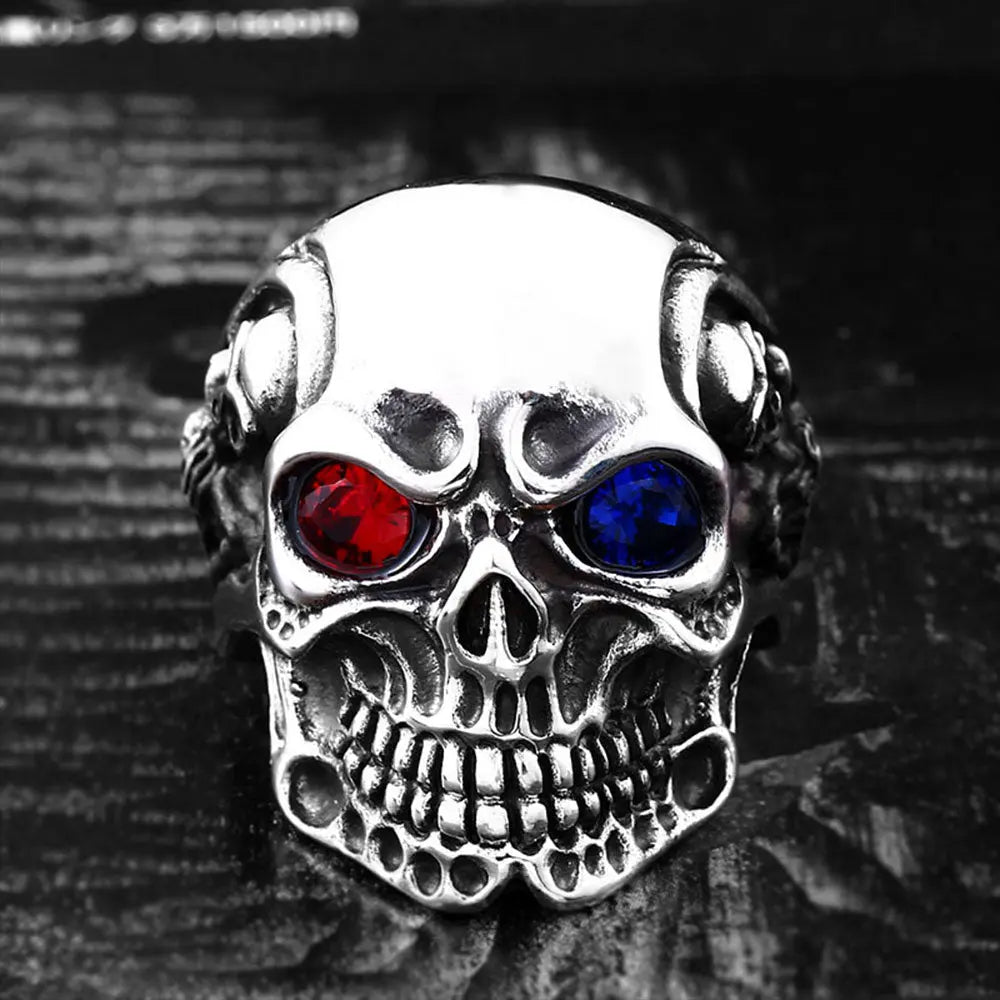 Gemstone Eyes Skull Ring VRAFI