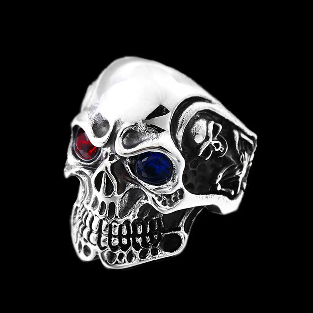 Gemstone Eyes Skull Ring VRAFI