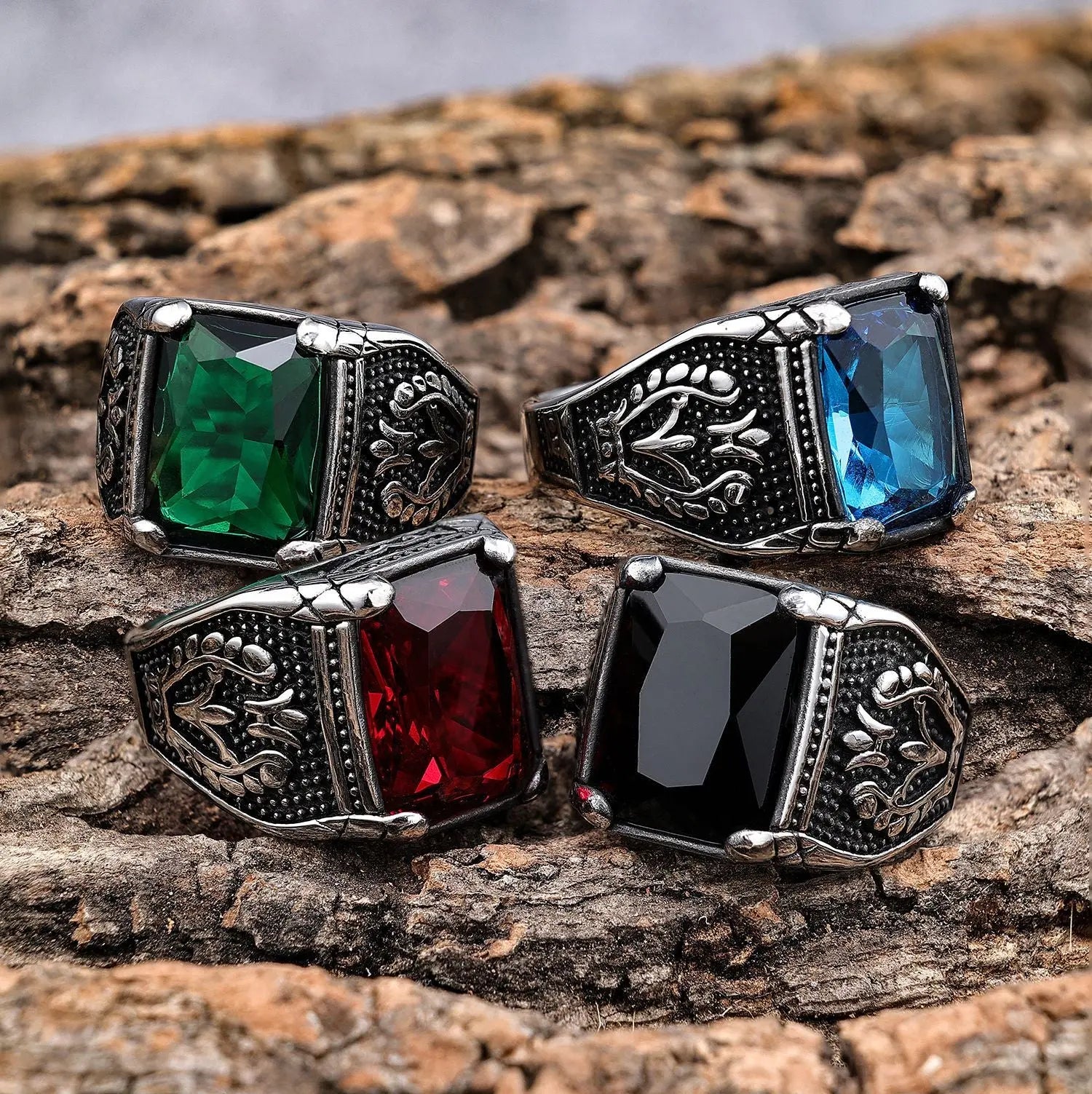 Gemstone Inlaid Eternal Flower Ring - Vrafi Jewelry