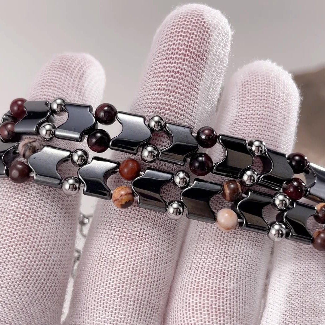 Bracciale con perline in acciaio inossidabile alabastro