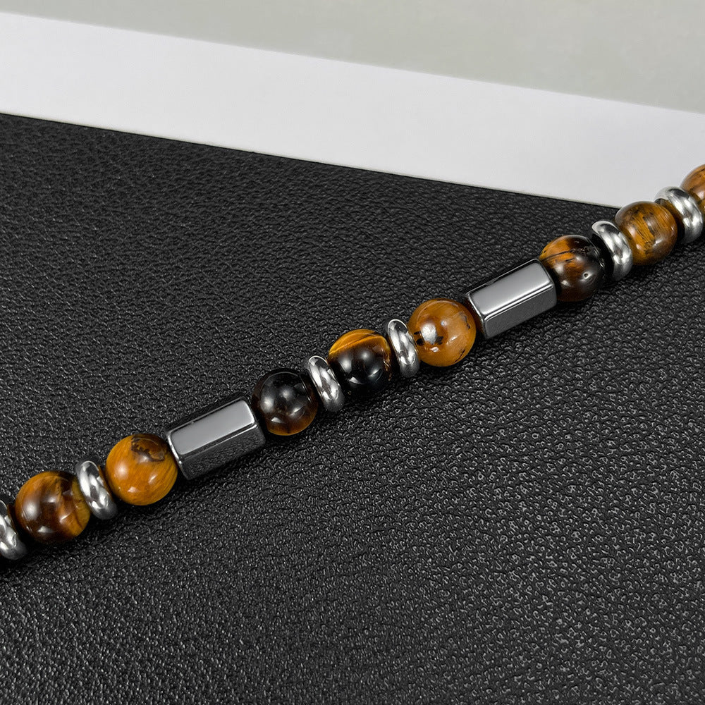 Bracciale con perline in acciaio inossidabile alabastro