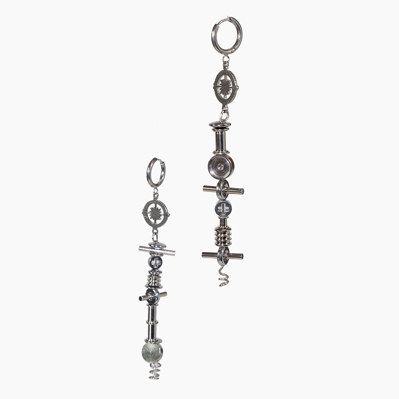 Geometric Titanium Steel Gear Pendant Earrings