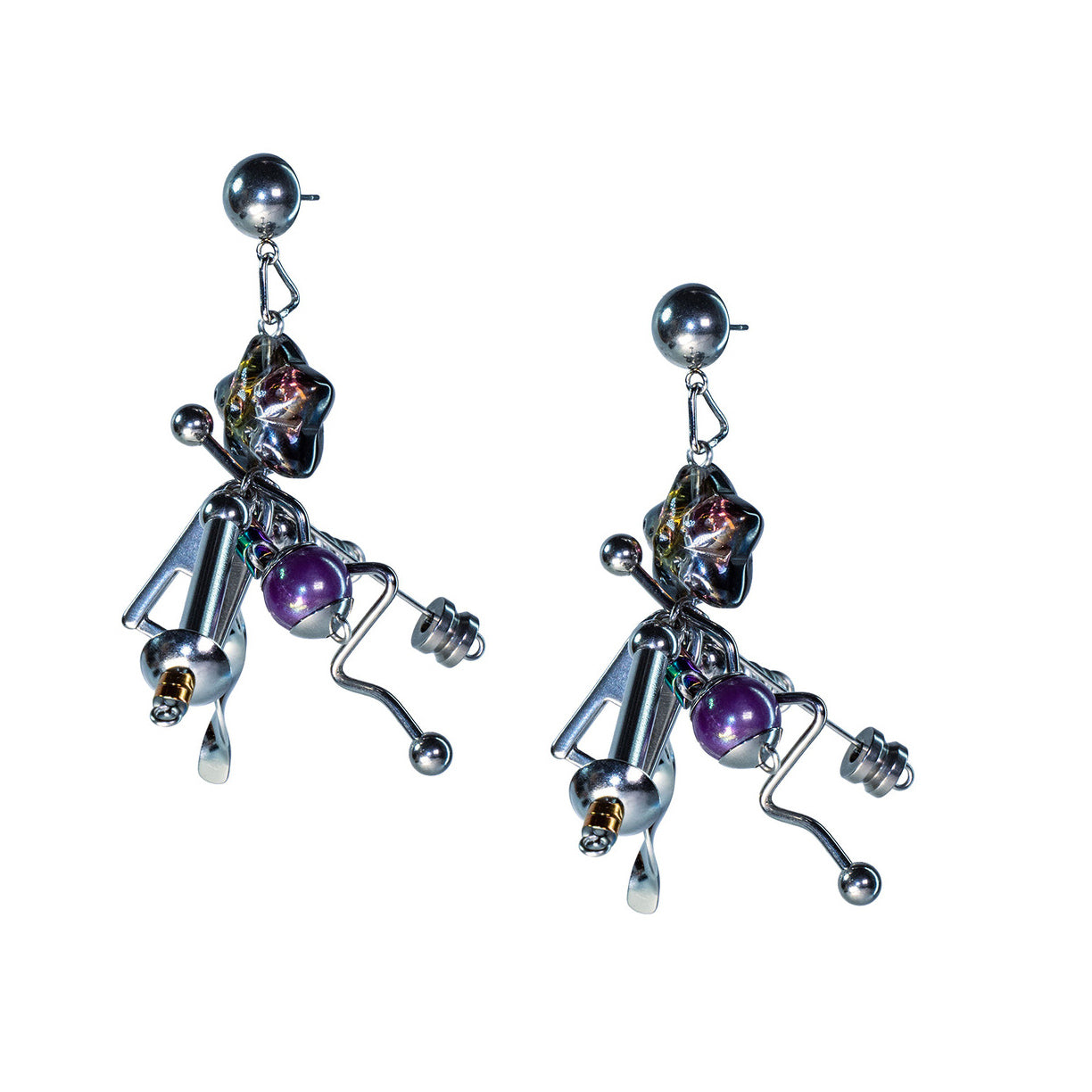 Glass Star Futuristic Pendant Earrings