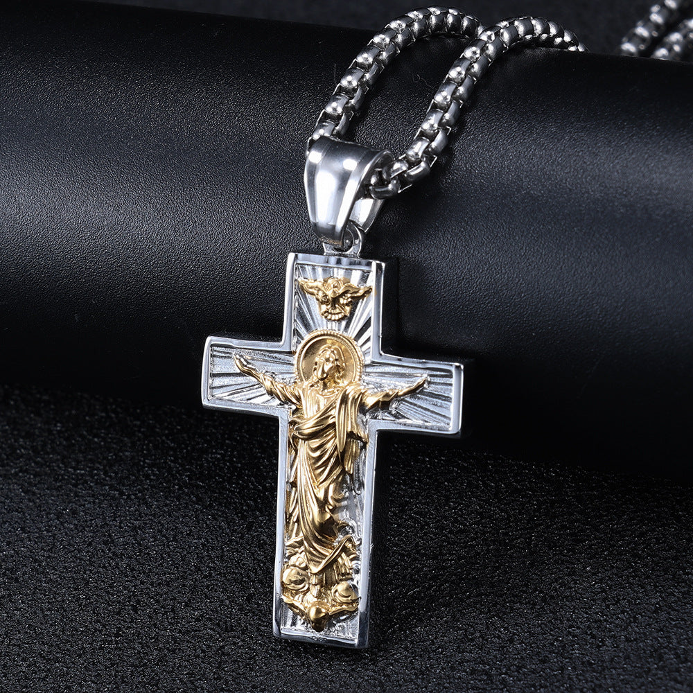 Gold Cross Crucifix Pendant Necklace