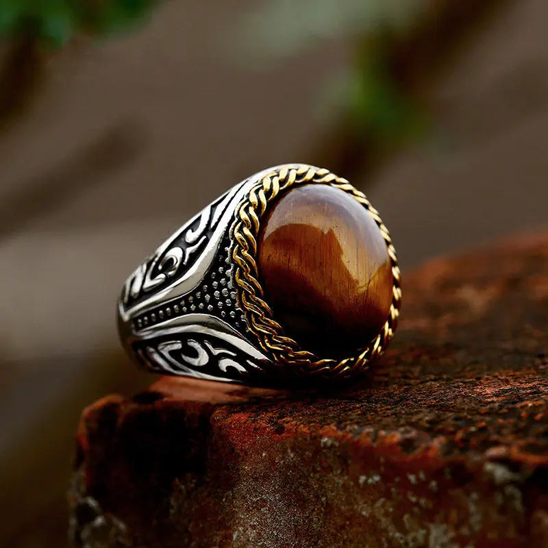 Golden Tiger-eye Stainless Steel Ring VRAFI