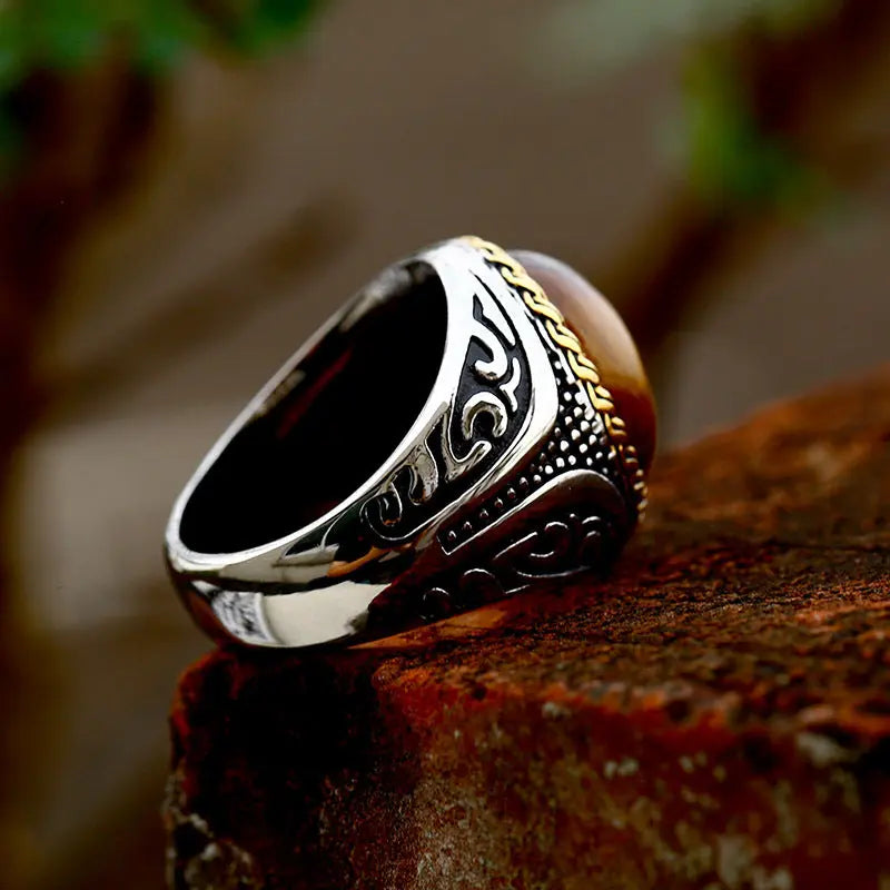 Golden Tiger-eye Stainless Steel Ring VRAFI