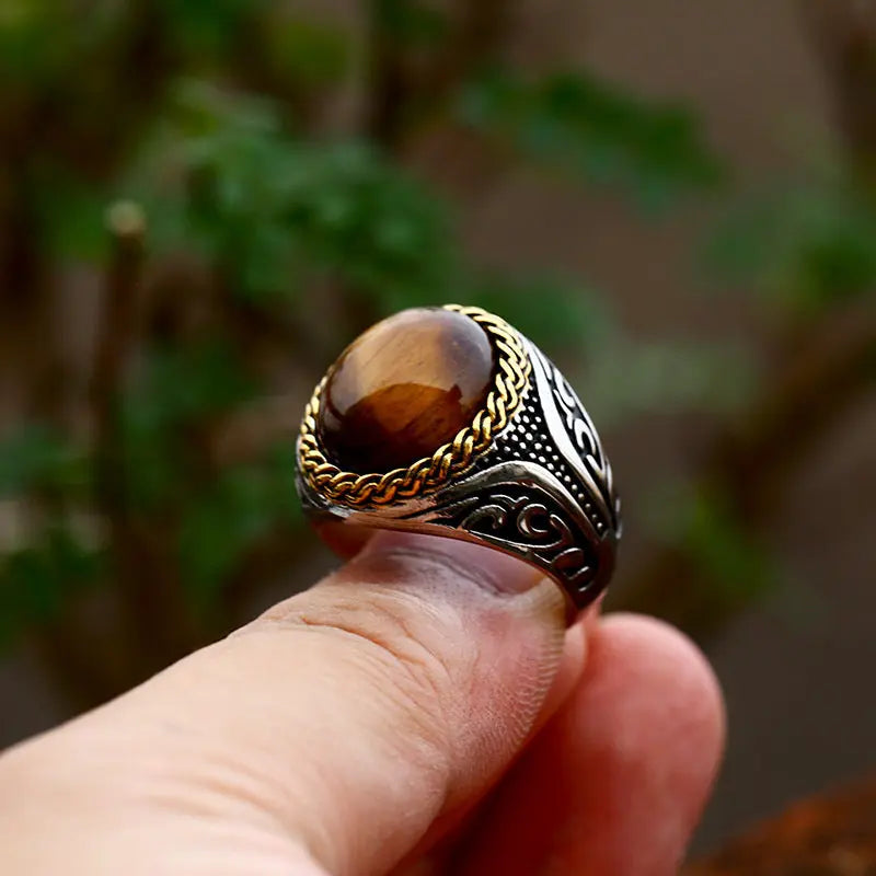 Golden Tiger-eye Stainless Steel Ring VRAFI