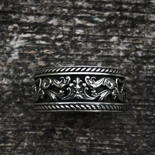 Gothic Style Garland Silver Ring - Vrafi Jewelry