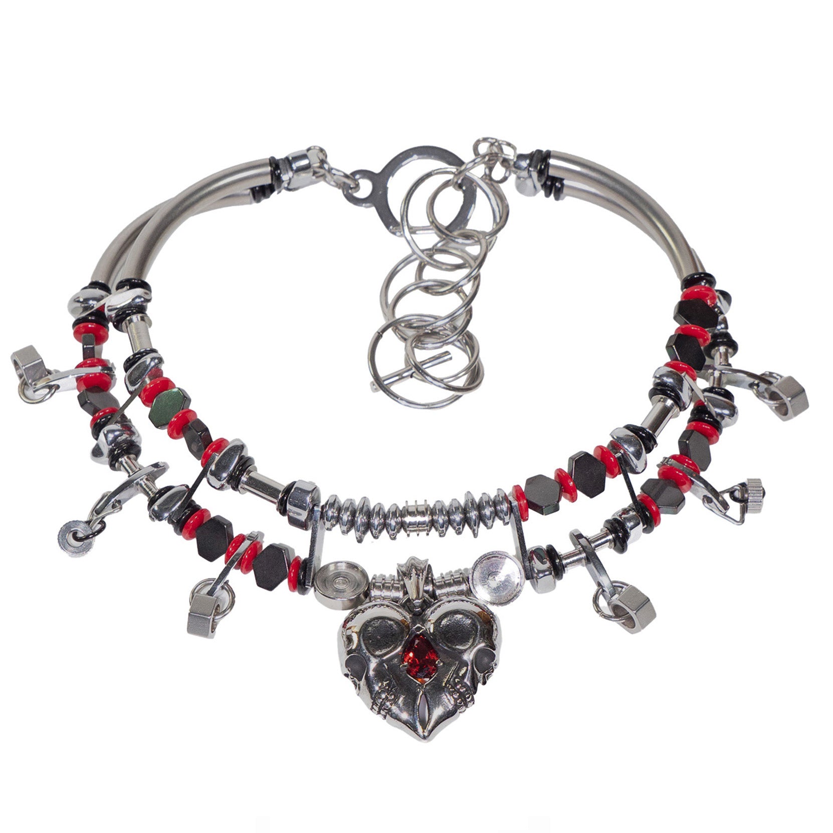 Gothic Hematite Heart-Shaped Pendant Clavicle Necklace