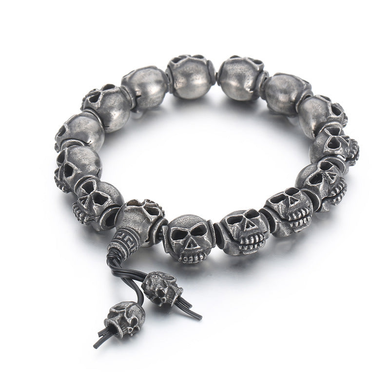 Gothic Style Stainless Steel Skull Linked Bracelet