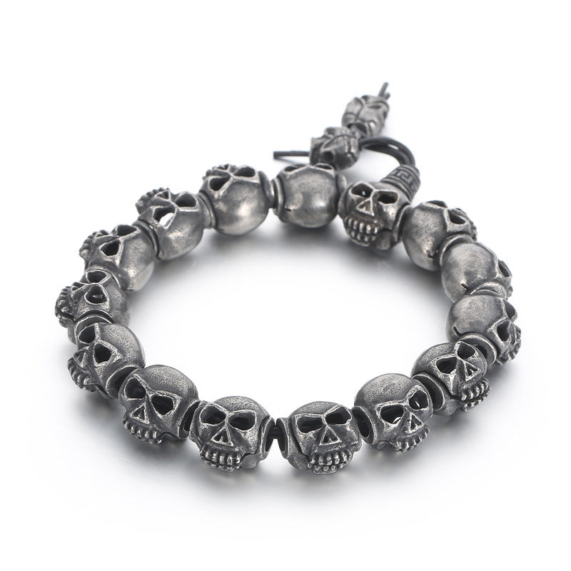 Gothic Style Stainless Steel Skull Linked Bracelet