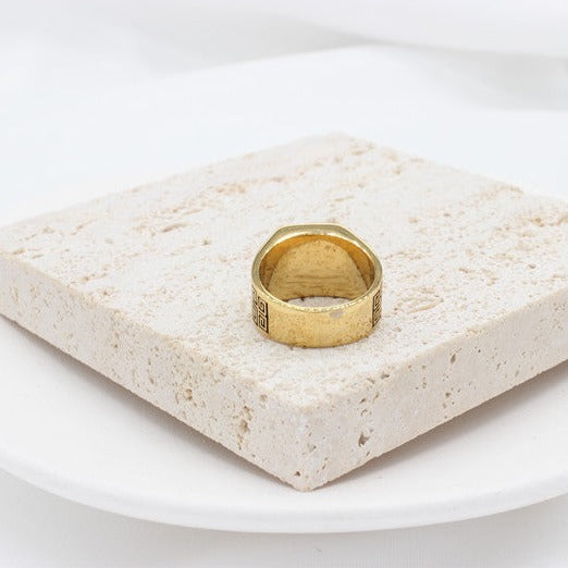 Anello in acciaio inossidabile turchese nero