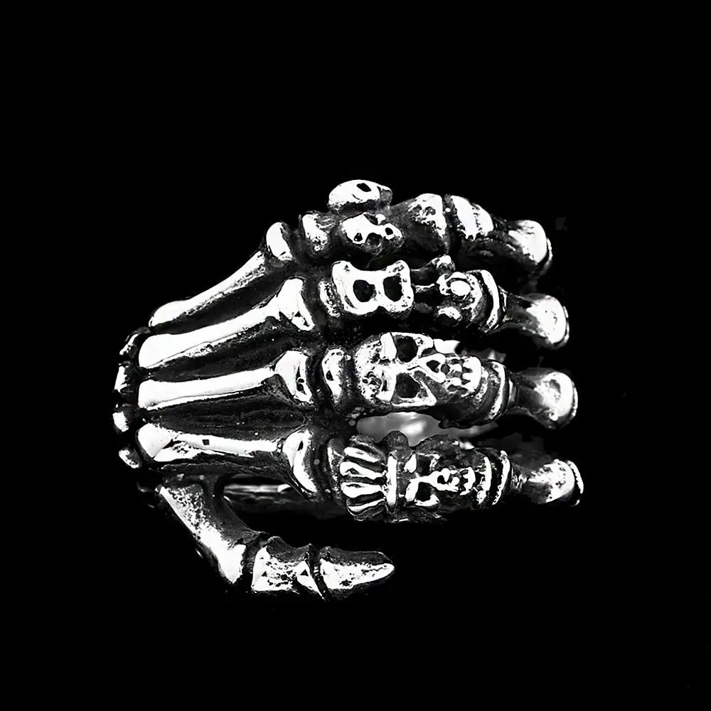 Hand Bone Stainless Steel Skull Ring - Vrafi Jewelry
