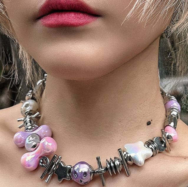 Handmade Colorful Beaded Clavicle Necklace