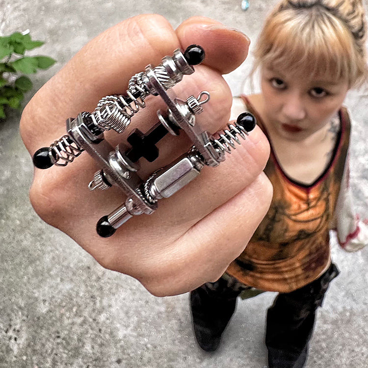 Handmade Cross Mechanical Spring Ring