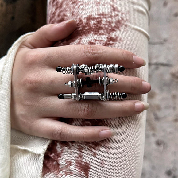 Handmade Cross Mechanical Spring Ring