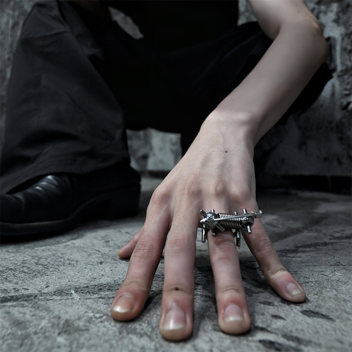 Hardcore Mechanical Style Open Ring