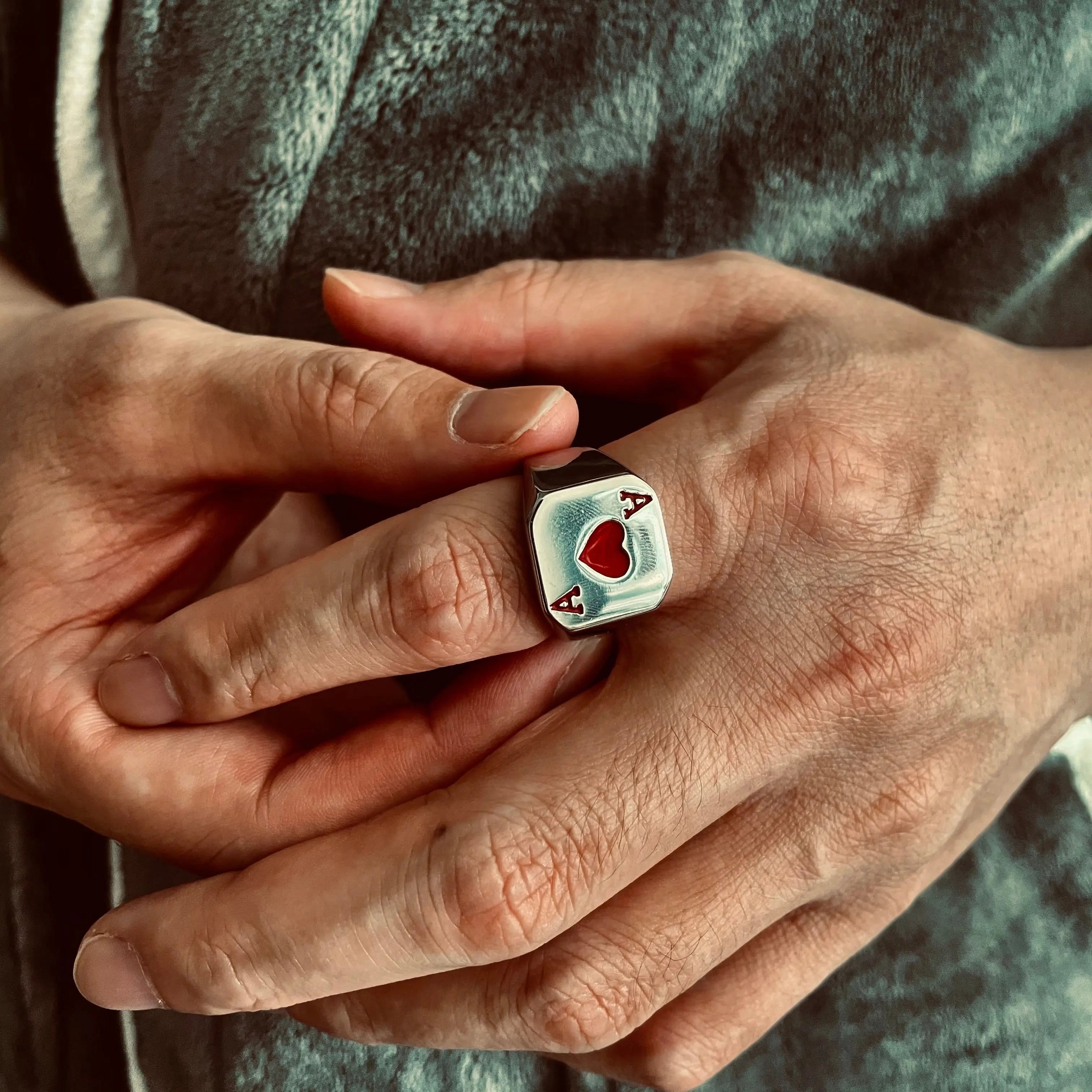 Heart Ace Stainless Steel Signet Ring VRAFI