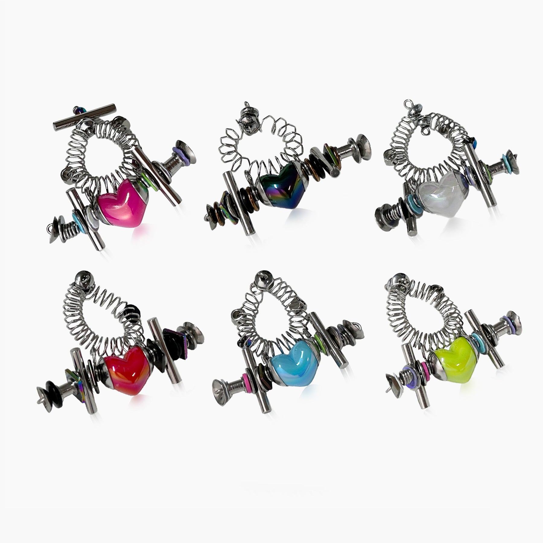 Heart Colorful Bead Spring Ring