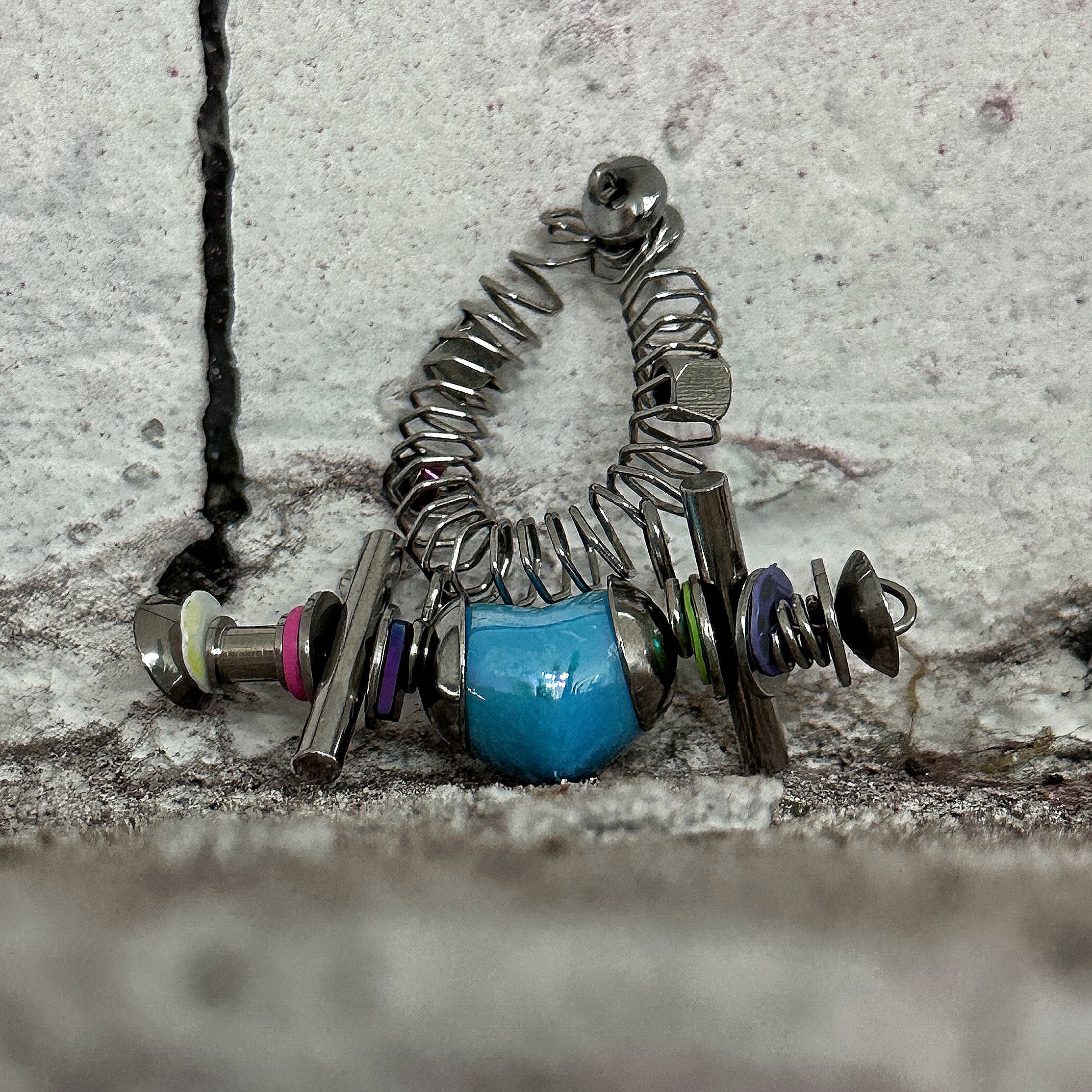 Heart Colorful Bead Spring Ring