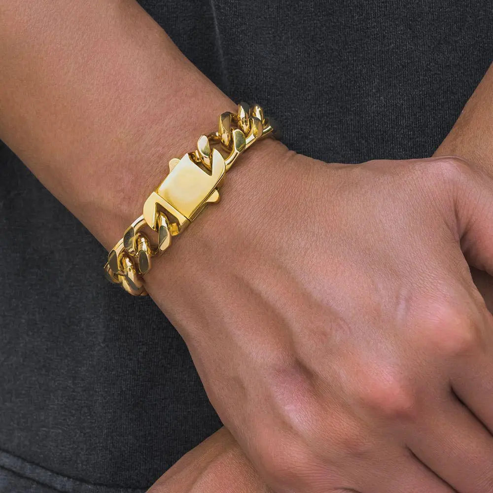 Heavy Miami Chain Shiny Stainless Steel Bracelet VRAFI