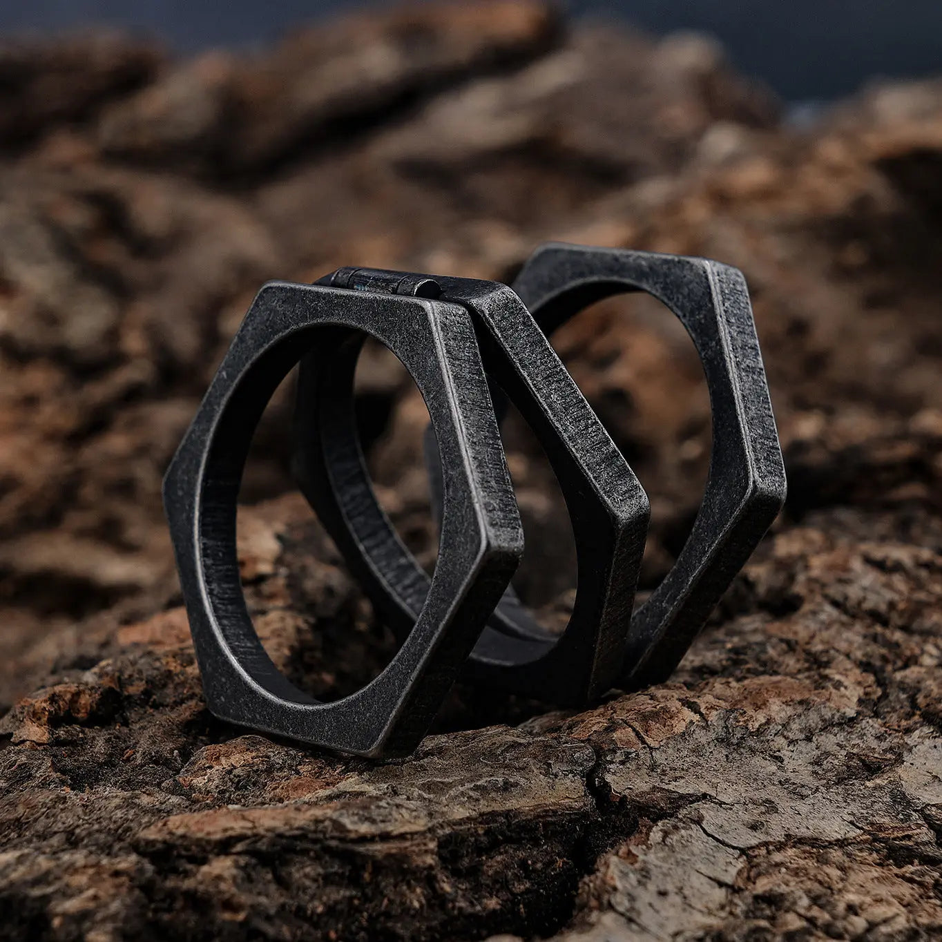 Hexagonal Brass knuckles Stainless Steel Ring - Vrafi Jewelry