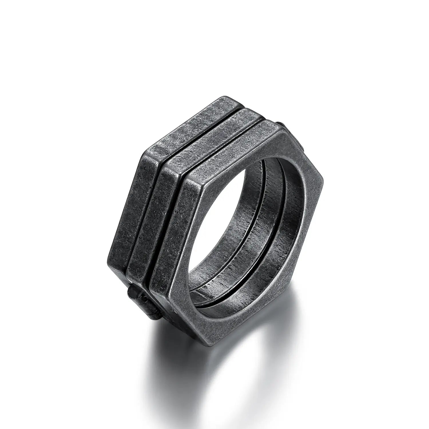 Hexagonal Brass knuckles Stainless Steel Ring - Vrafi Jewelry